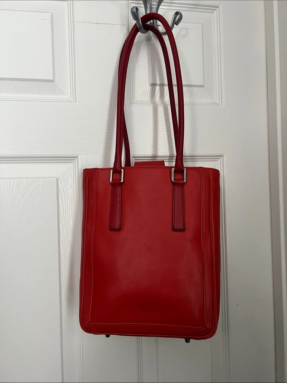Coach Vintage Red Leather Bonnie Cashin Legacy Slim Tote, style 9422